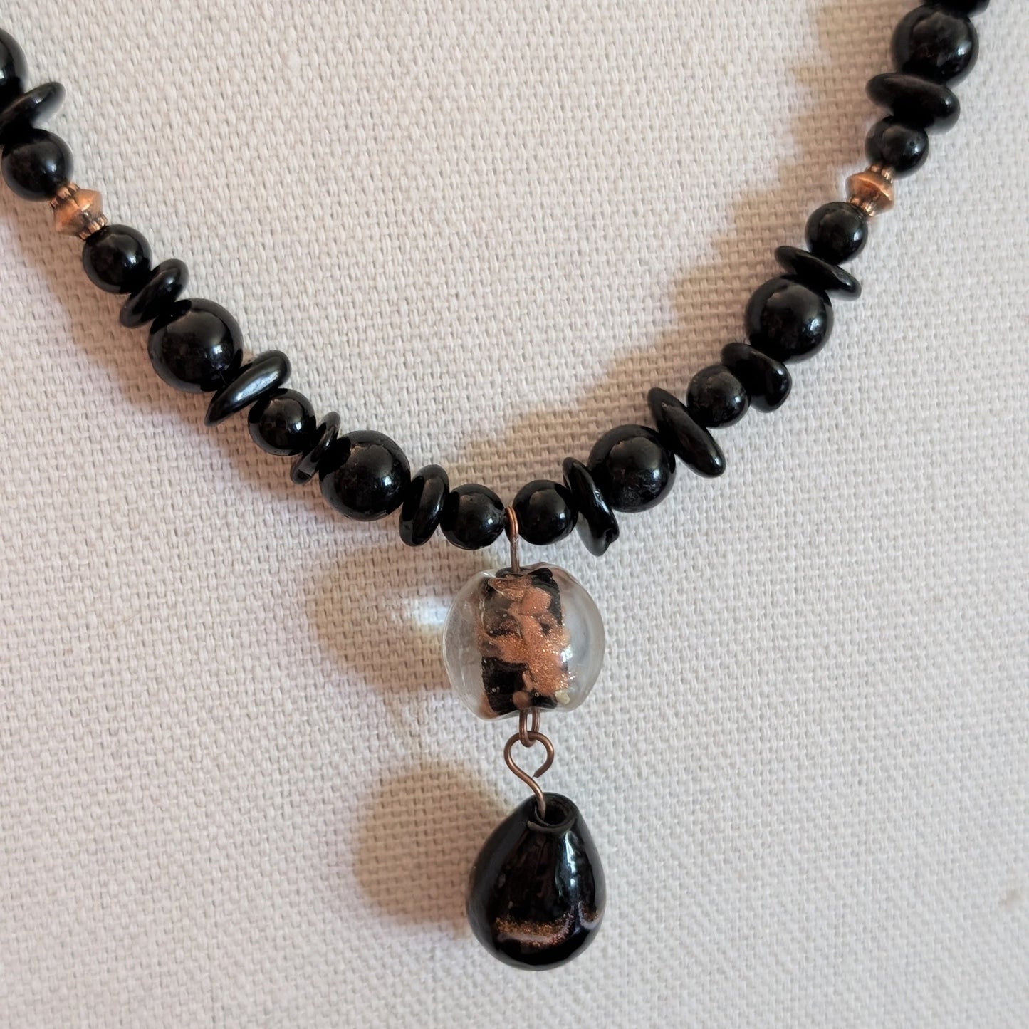 ✨Black Atlas✨| Black Tourmaline Double-Stranded Globe Necklace with Copper Accents