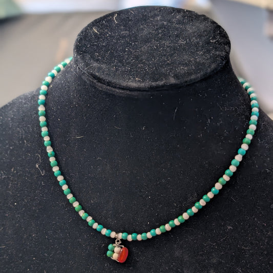 ✨Glimmergael✨| Irish Flag Charm Choker in Green Magnesite & Carnelian