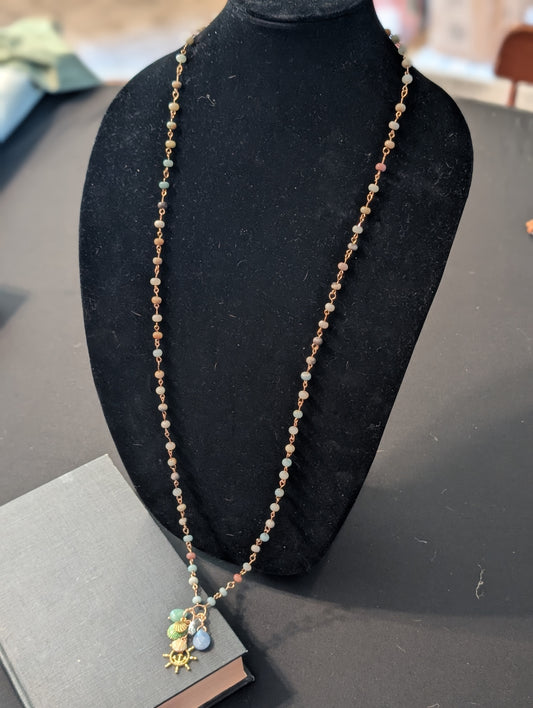 ✨Mariner’s Charm✨| Long Amazonite Necklace with Marine Charm Cluster