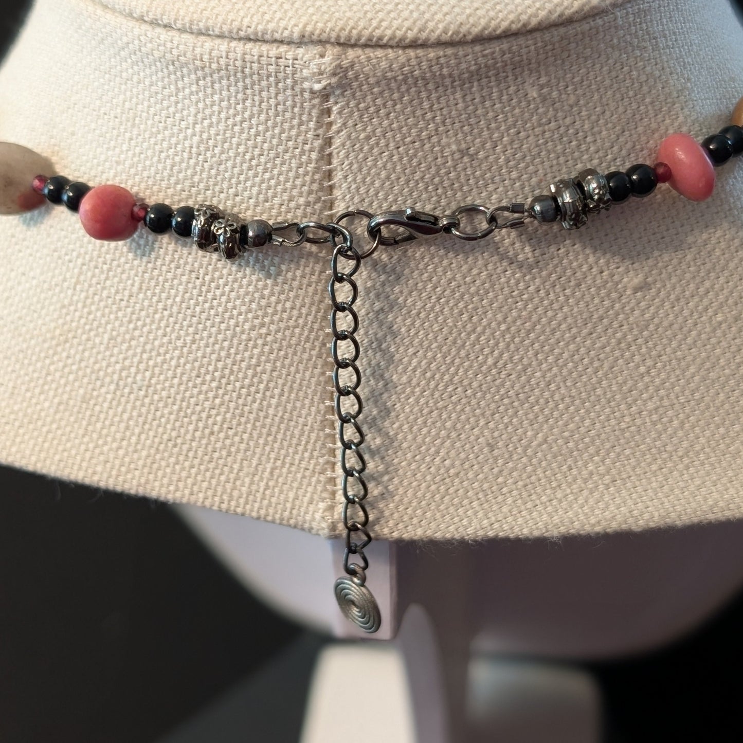 ✨Wombkissed✨| Rhodonite, Onyx, & Garnet Necklace with Blue Goldstone Venus Pendant