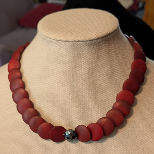 ✨Redroot Charm✨| Red Wooden Statement Necklace