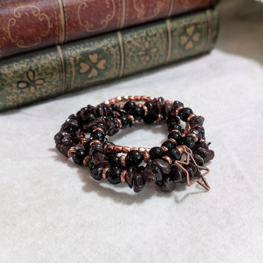 ✨Setlist & Stardust✨| Garnet & Black Tourmaline Bracelet Stack