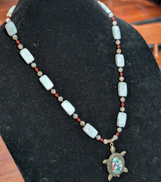 ✨Shellrider✨| Amazonite, Citrine & Agate Turtle Necklace