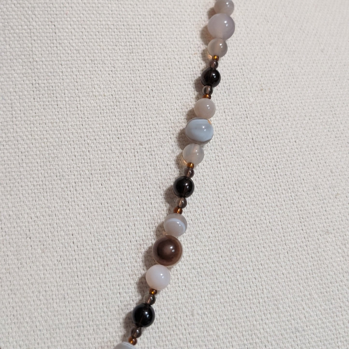 ✨Gloamroot✨| Botswana Agate & Smoky Quartz Necklace with Hidden Pentagram Pendant