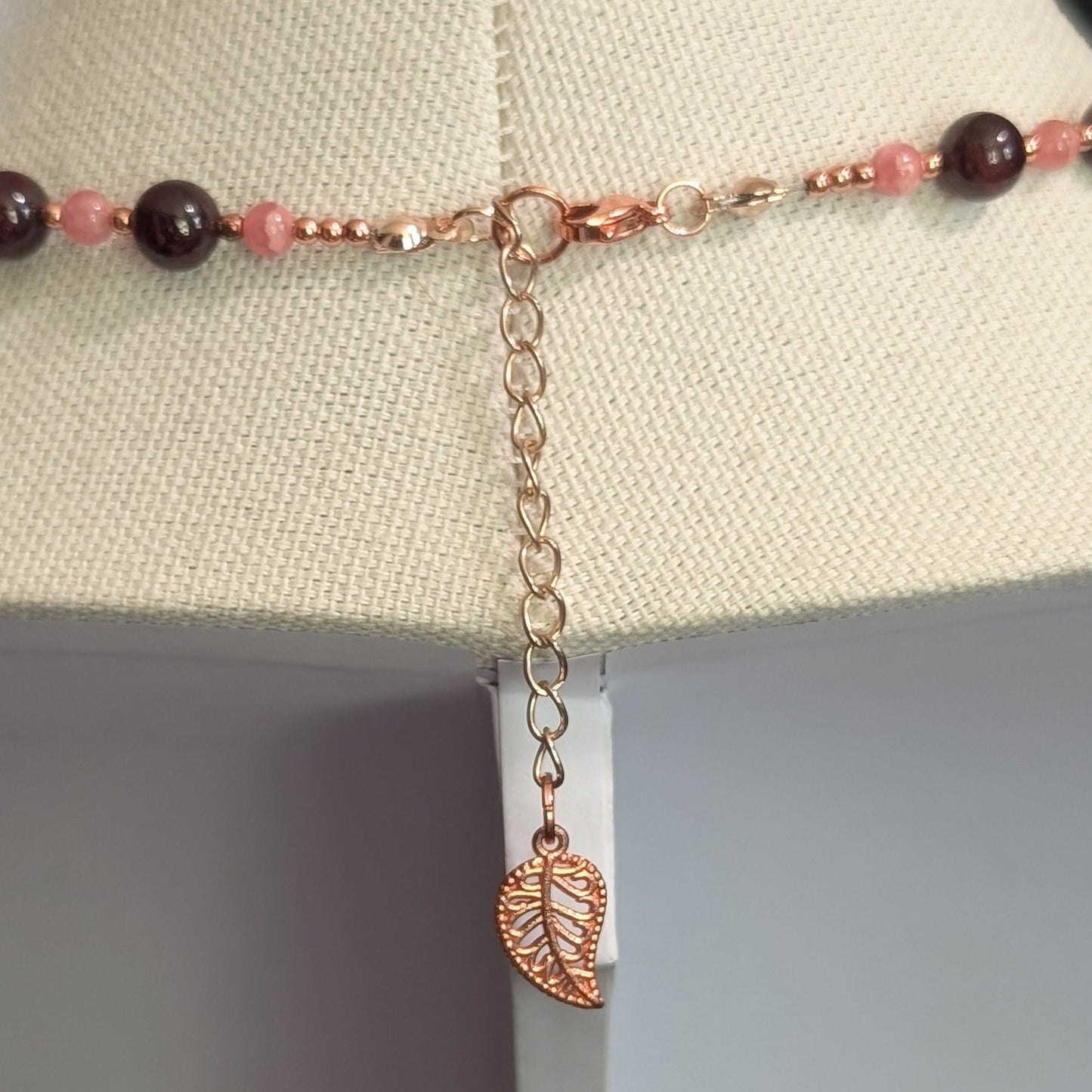 ✨Regina Woz✨| Garnet & Rhodochrosite Rose Necklace with Rose Gold Accents