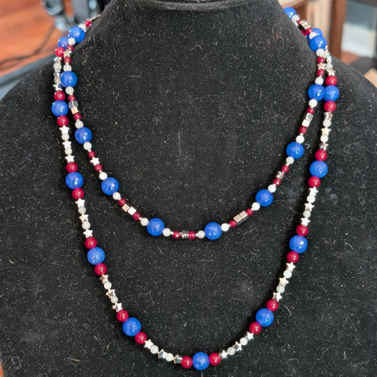 ✨The Jadebound✨| Red, White, & Blue Jade Necklace Pair