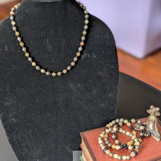 ✨Thornet✨| Citrine, Pyrite, & Onyx Necklace & Bracelets Set