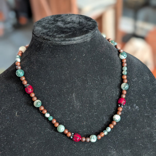 ✨Bramblebug✨| Tree Agate & Wood Ladybug Necklace