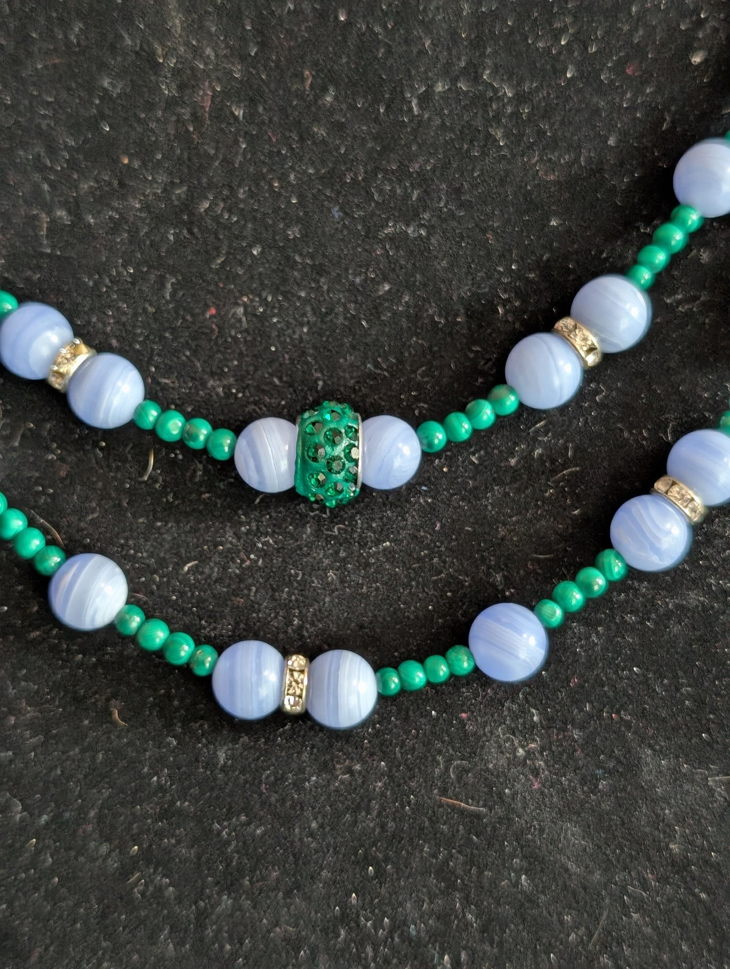 ✨Windsong Hollow✨| Malachite & Blue Lace Agate Double-Stranded Necklace & Bracelet Set