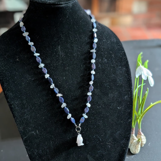 ✨Pebblebelle✨| Rose Quartz & Lapis Lazuli Penguin Necklace