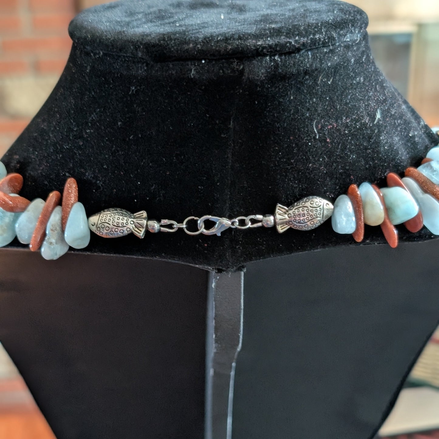 ✨Siren’s Crest✨| Aquamarine & Goldstone Mermaid Statement Necklace