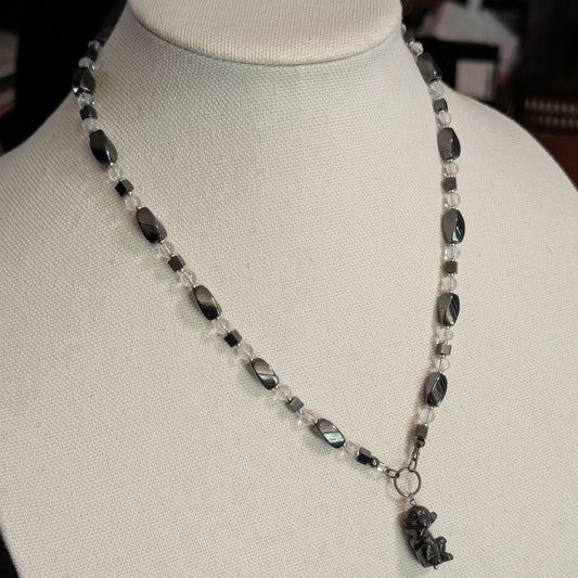 ✨Scampstone✨| Hematite & Clear Quartz Monkey Necklace
