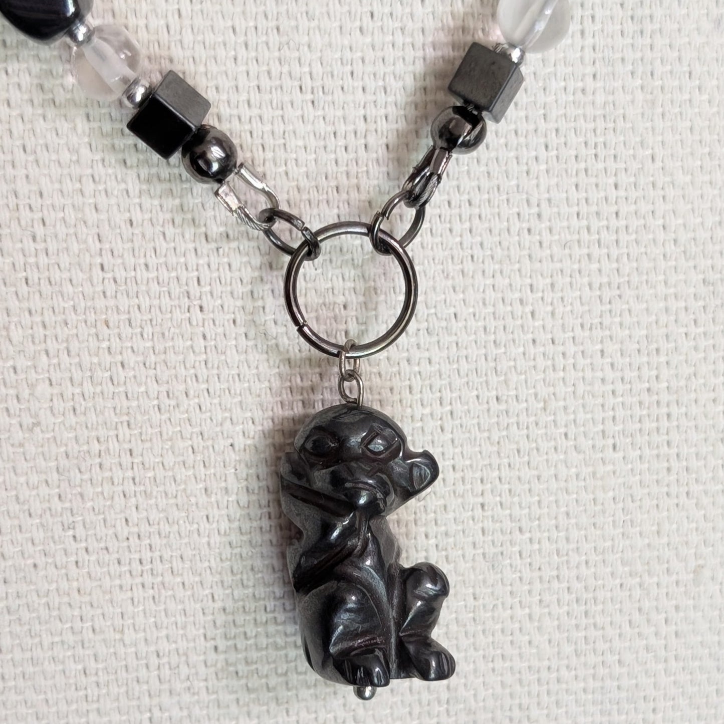 ✨Scampstone✨| Hematite & Clear Quartz Monkey Necklace