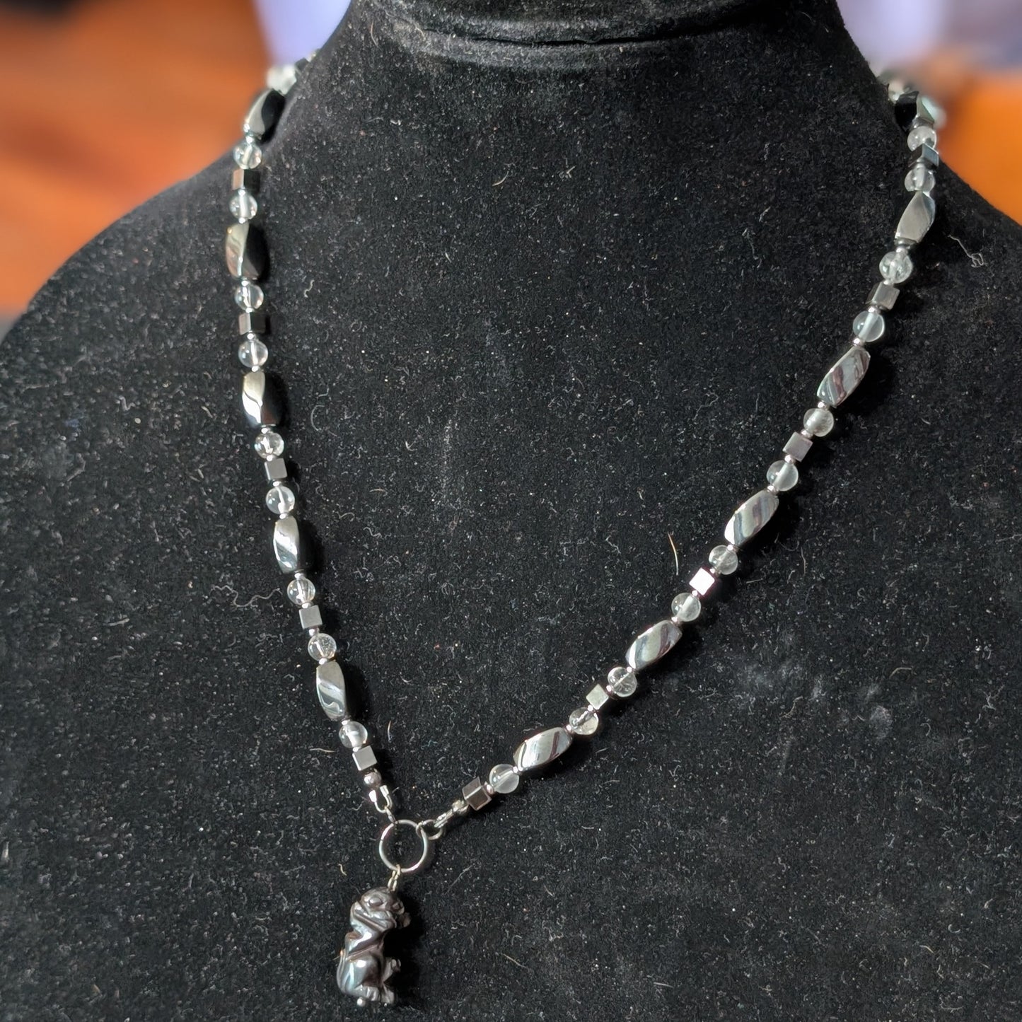 ✨Scampstone✨| Hematite & Clear Quartz Monkey Necklace