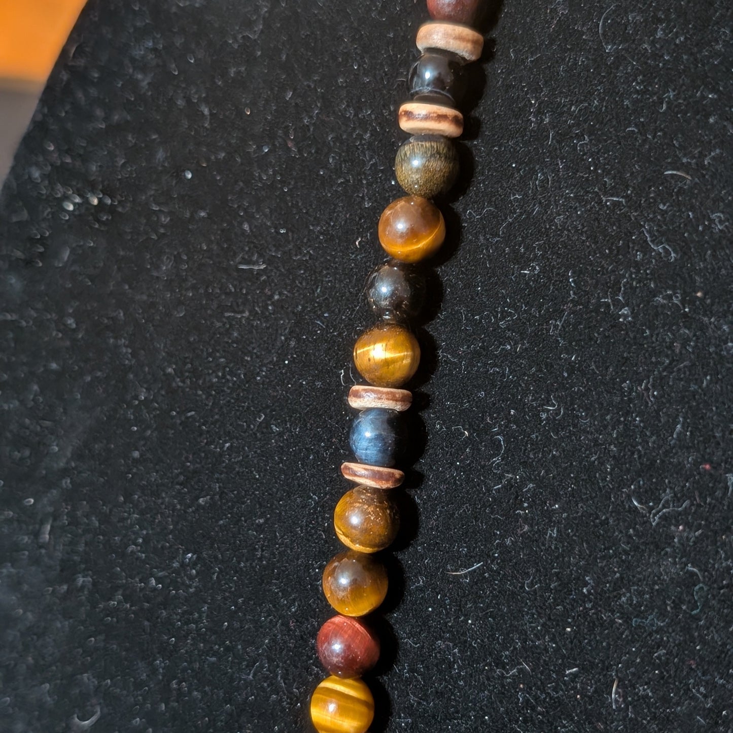 ✨Scampwood✨| Tri-color Tiger's Eye Necklace with Blue Goldstone Monkey Pendant