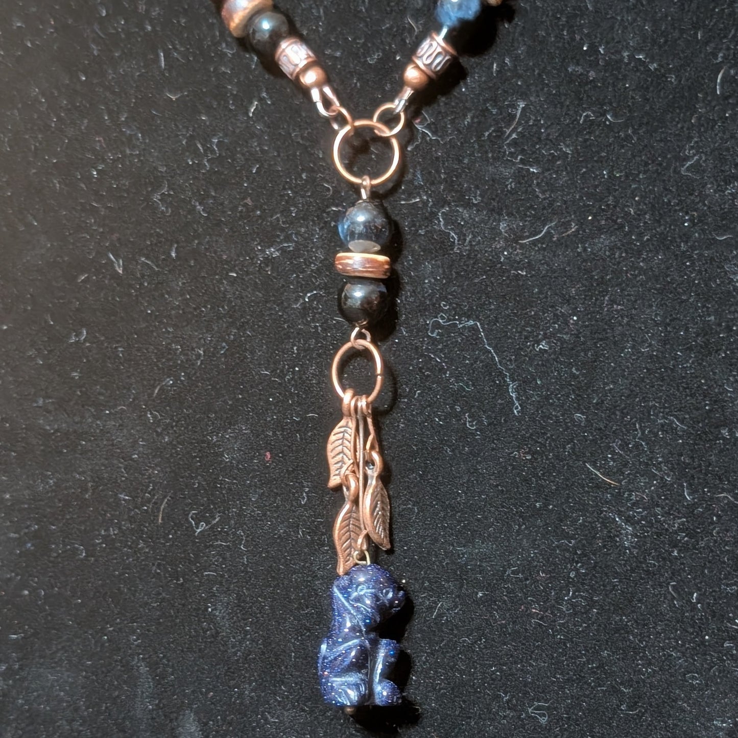 ✨Scampwood✨| Tri-color Tiger's Eye Necklace with Blue Goldstone Monkey Pendant