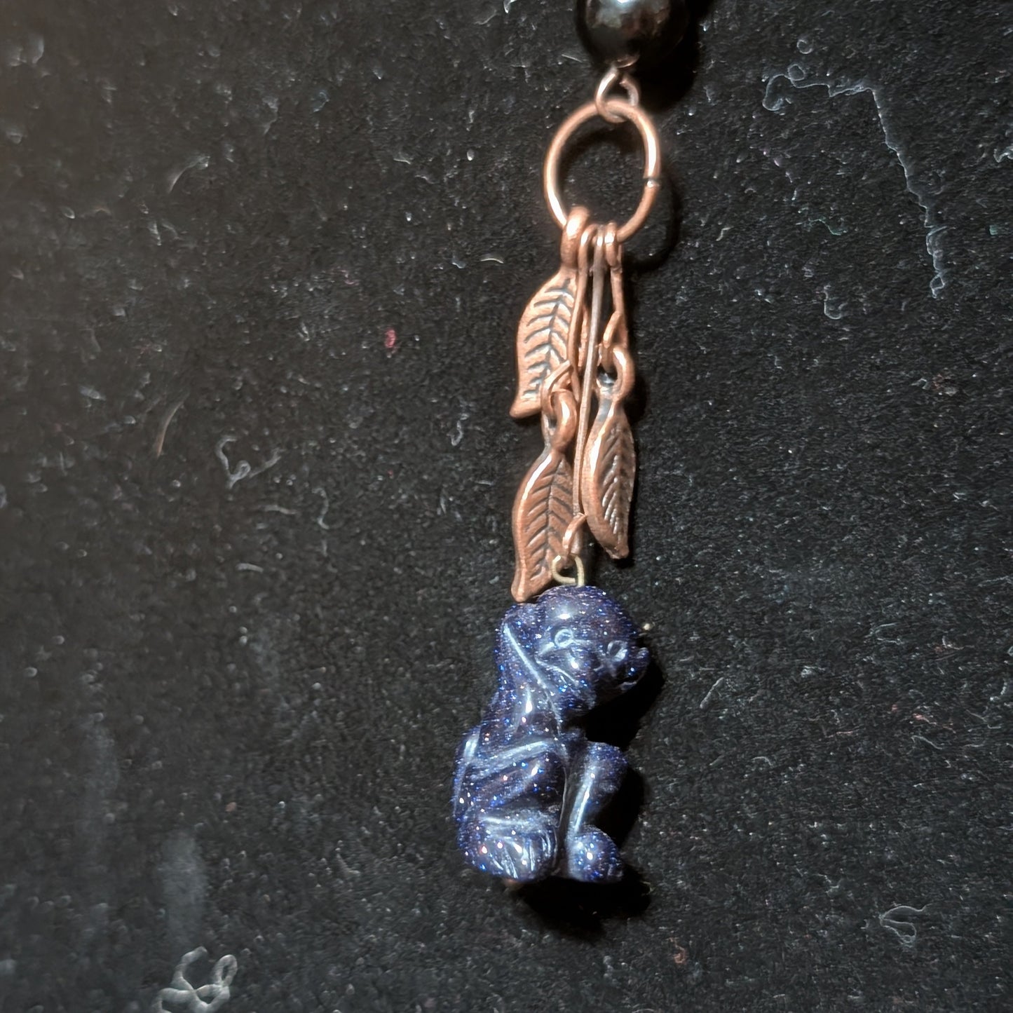 ✨Scampwood✨| Tri-color Tiger's Eye Necklace with Blue Goldstone Monkey Pendant
