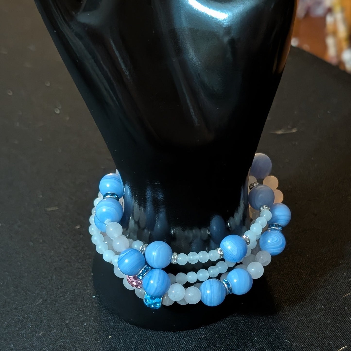 ✨Morningsky✨| Blue Lace Agate, Rose Quartz & Jade Bracelet Set