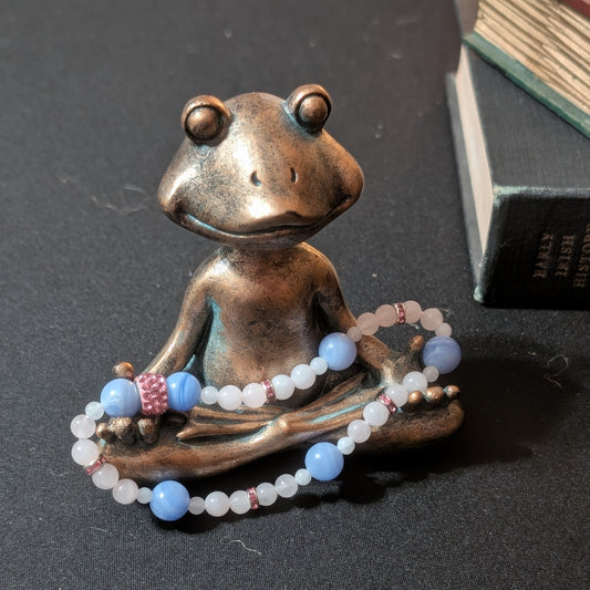 ✨Skylet✨| Blue Lace Agate, Rose Quartz & White Jade Anklet