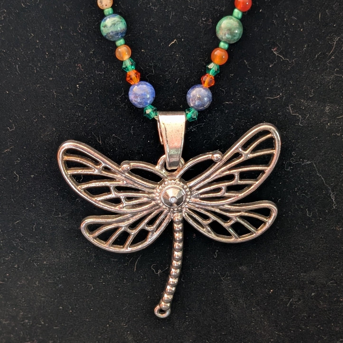 ✨Gemflit✨| Azurite Lapis & Carnelian Dragonfly Necklace
