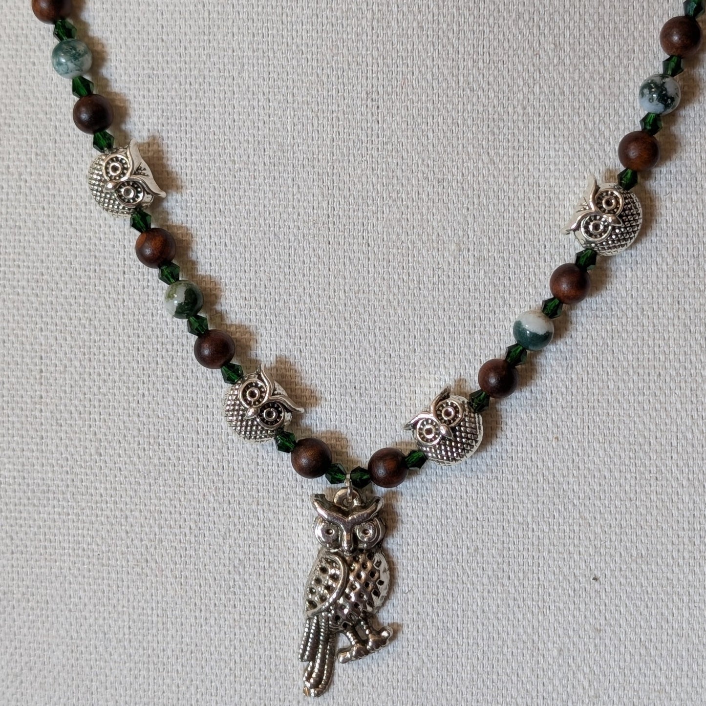 ✨Parliamentree Recess✨| Tree Agate & Wood Owl Necklace