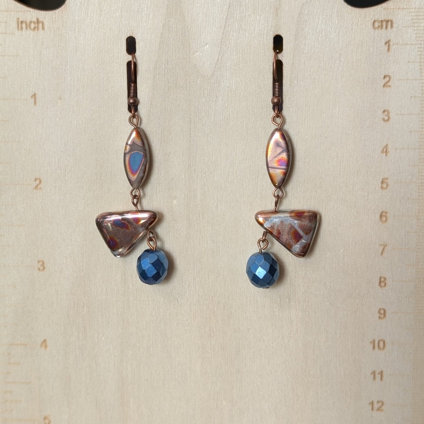 ✨Geodust✨| Gold-Tone Triangle Drop Earrings from Upcycled Components