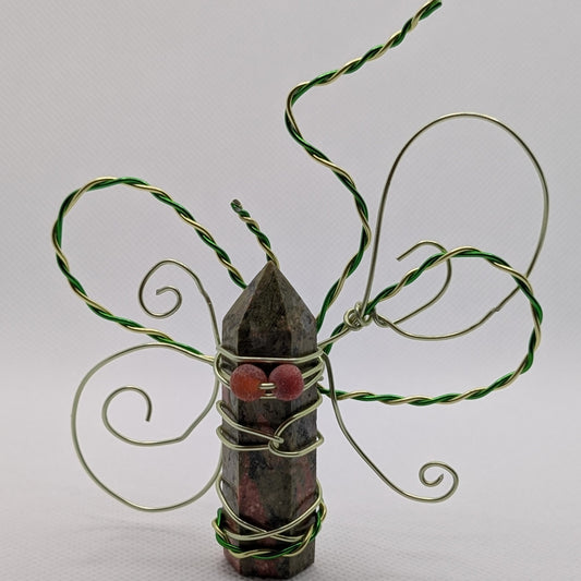 ✨Feyleaf✨| Unakite Jasper Fairy with Red Dragon Vein Agate Eyes