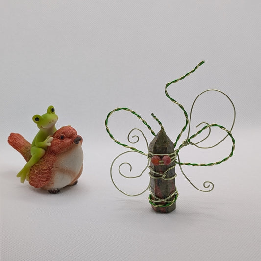 ✨Feyleaf✨| Unakite Jasper Fairy with Red Dragon Vein Agate Eyes