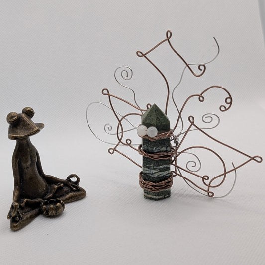 ✨Sagemoss✨| Green Zebra Jasper Fairy with Selenite Eyes