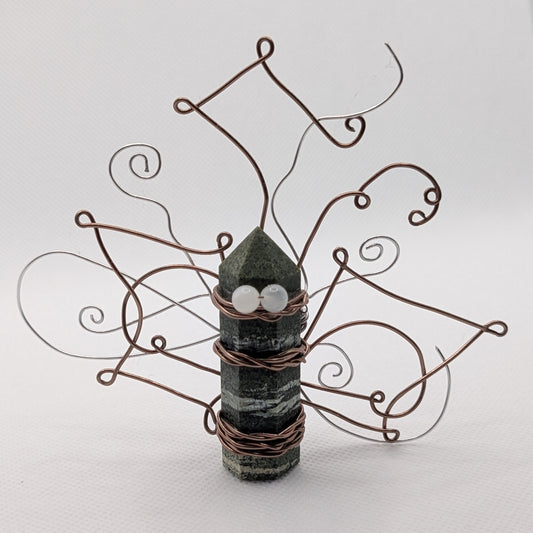 ✨Sagemoss✨| Green Zebra Jasper Fairy with Selenite Eyes