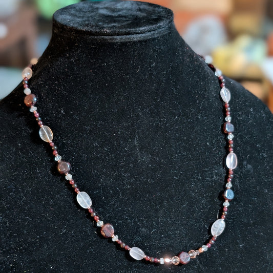 ✨Rosaniel✨| Garnet & Rose Quartz Strand Necklace