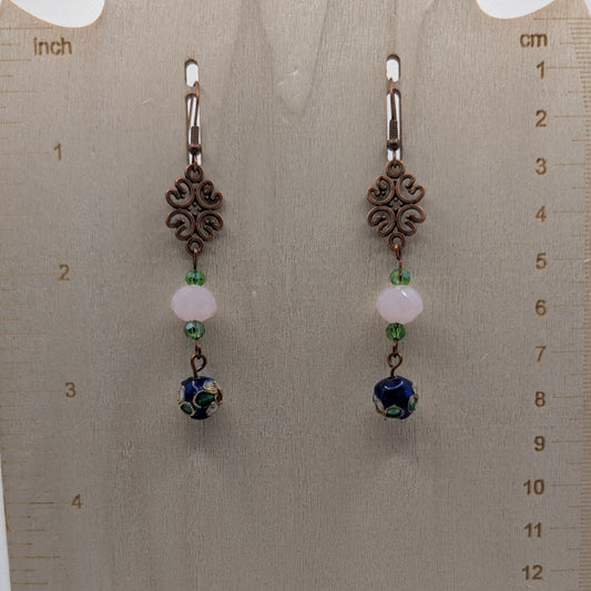 ✨Fleurish✨| Vintage-Style Pink & Cloisonné Garden Earrings