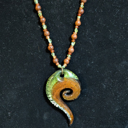 ✨The Mosslight Gateway✨| Hessonite Garnet, Peridot, & Rosewood Necklace w/ Spiral Pendant