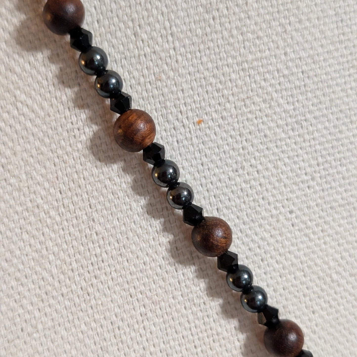 ✨Deepmother✨| Hematite and Palisanderwood Necklace with Hematite Venus of Willendorf Pendant