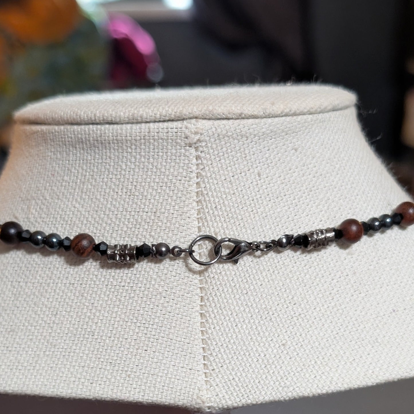 ✨Deepmother✨| Hematite and Palisanderwood Necklace with Hematite Venus of Willendorf Pendant