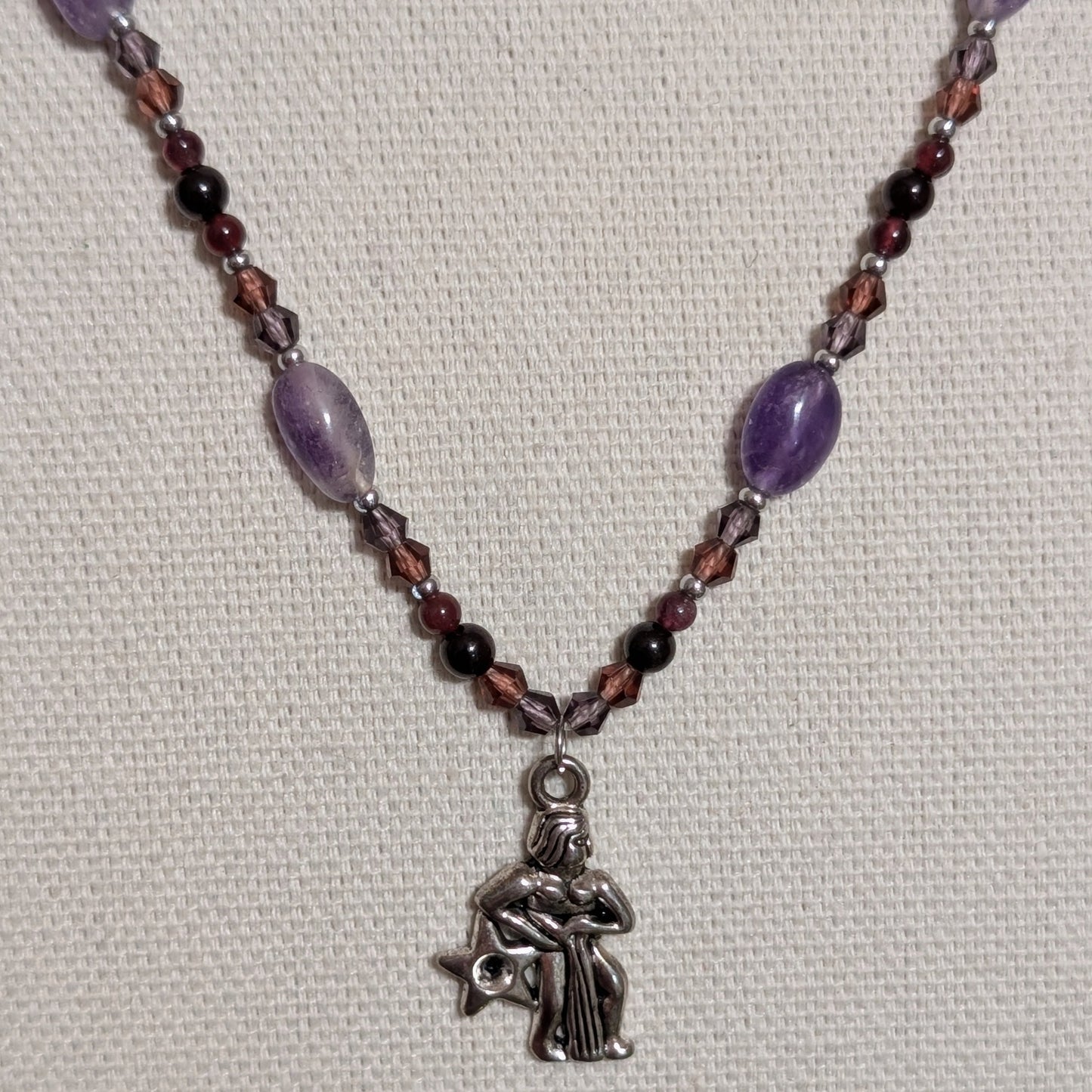 ✨Garnethyst Sky✨| Garnet & Amethyst Aquarius Zodiac Necklace