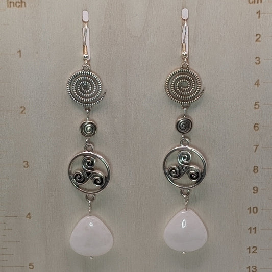 ✨Spiraluna✨| Moonstone Spiral Earrings with Triple Spiral Celtic Symbol