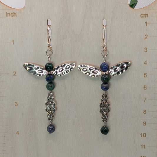 ✨Azuwisp✨| Azurite Lapis Dragonfly Earrings with Fairy Wings