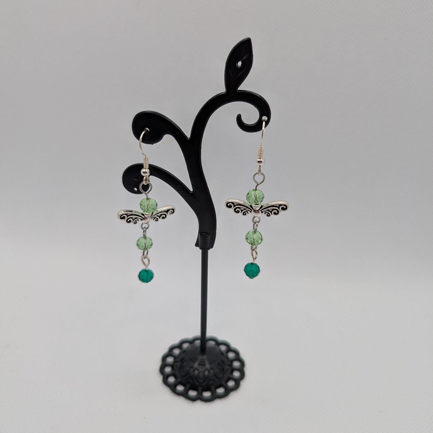 ✨Verdalette✨| Green Gradient Fairy Wing Earrings in Silver