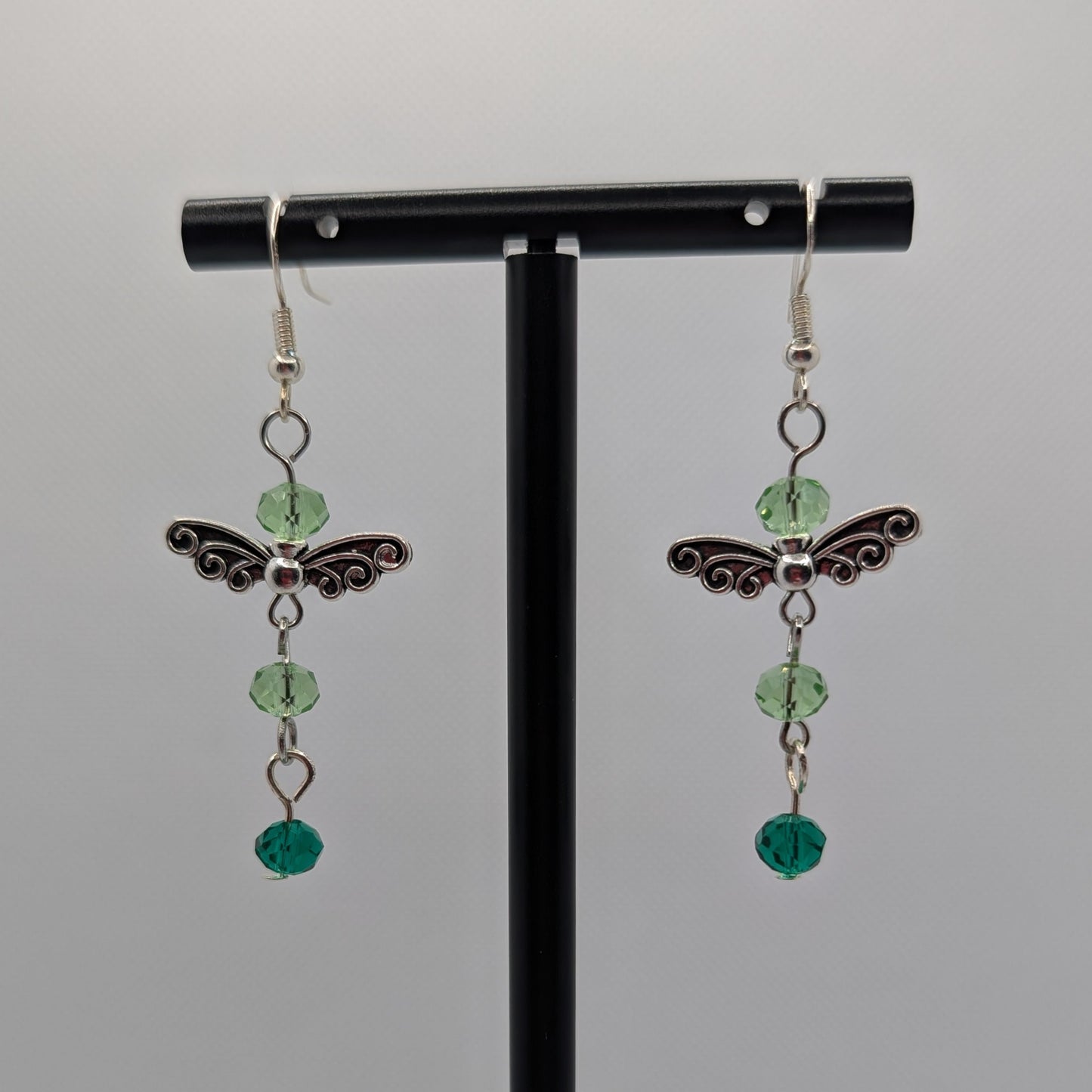 ✨Verdalette✨| Green Gradient Fairy Wing Earrings in Silver