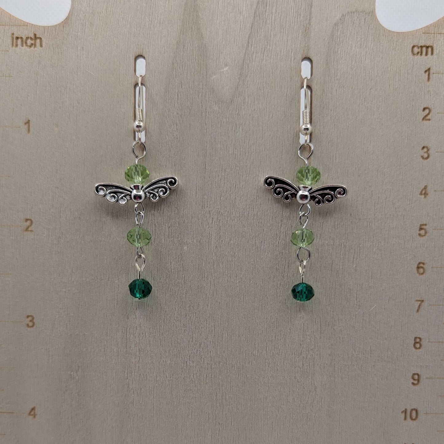✨Verdalette✨| Green Gradient Fairy Wing Earrings in Silver