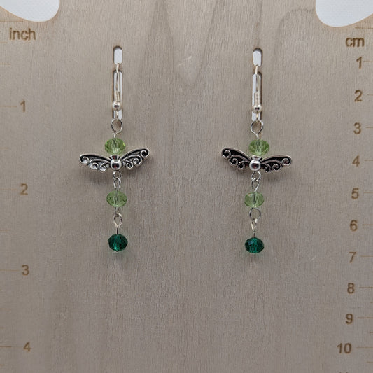 ✨Verdalette✨| Green Gradient Fairy Wing Earrings in Silver