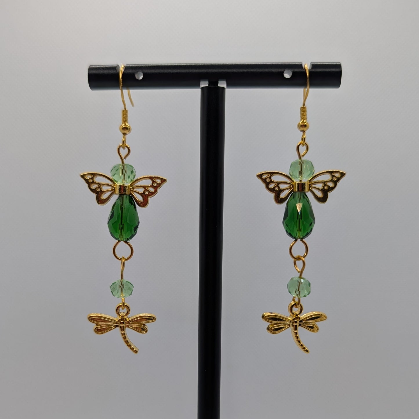 ✨Twinklewing✨| Green & Gold Fairy Dragonfly Earrings