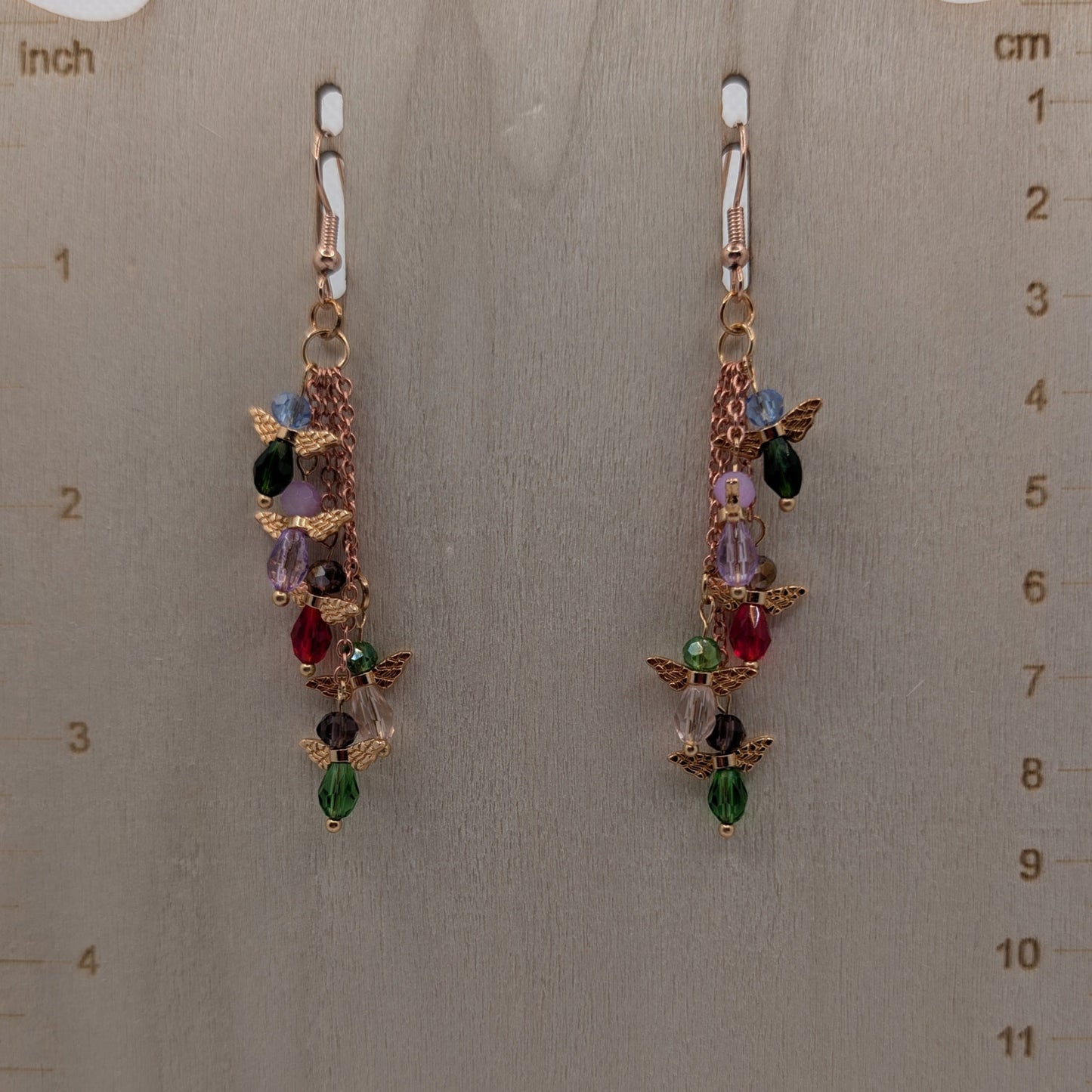 ✨Wingwhirl✨| Colorful Fairy Wing Dangle Earrings in Rose Gold Chain