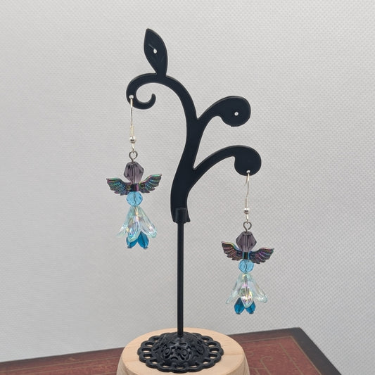 ✨Frostflit✨| Iridescent Glass Fairy Wing Earrings in Cool Winter Blues