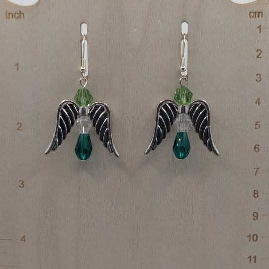 ✨Verdenguard✨| Green & Silver Fairy Wing Earrings