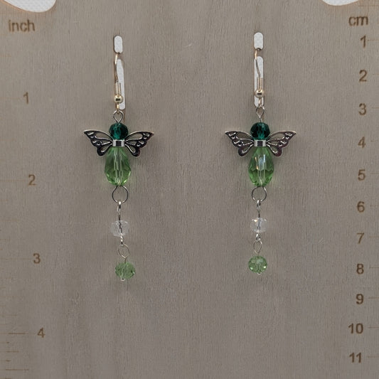 ✨Glimmervine✨| Green & Clear Fairy Wing Dangle Earrings