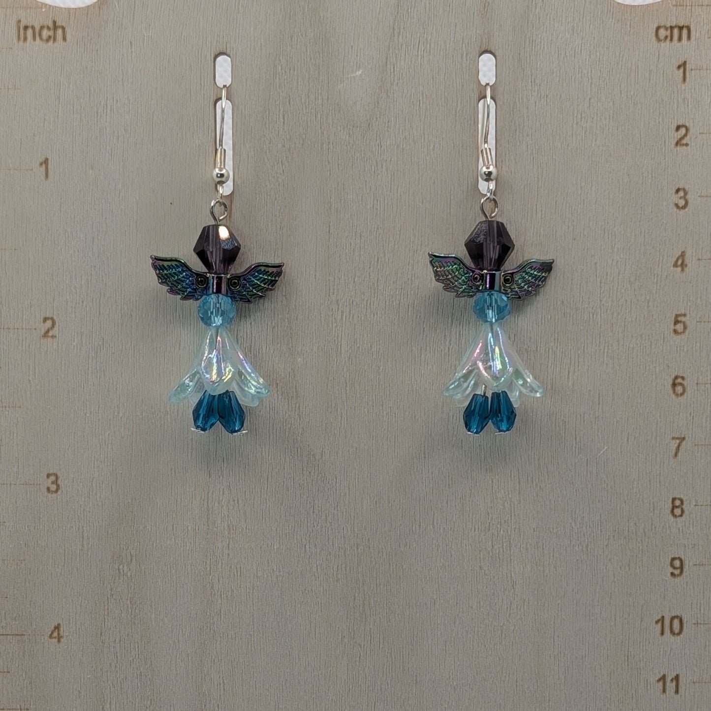 ✨Frostflit✨| Iridescent Glass Fairy Wing Earrings in Cool Winter Blues
