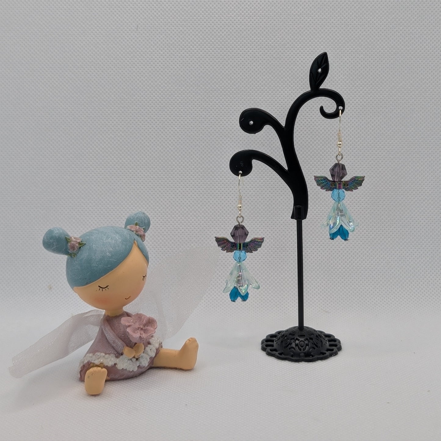 ✨Frostflit✨| Iridescent Glass Fairy Wing Earrings in Cool Winter Blues
