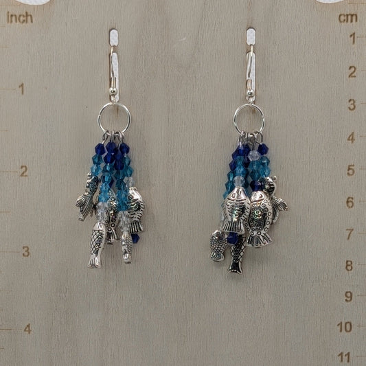 ✨Swishschool✨| Blue & Silver Statement Fish Earrings